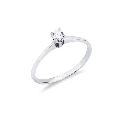 Solitaire in white gold 18k with a 0.15 ct diamond