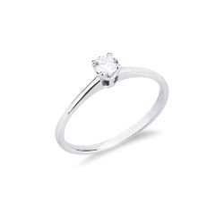 4 claw solitaire 0,20 ct diamond ring white gold 18k