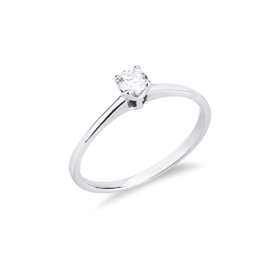 4 claw solitaire 0,20 ct diamond ring white gold 18k