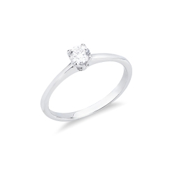 Solitaire ring in white gold 18k with diamond, ct 0,30