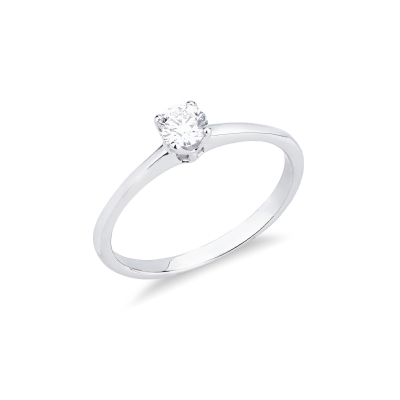 Solitaire ring in white gold 18k with diamond, ct 0,30