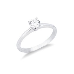 Solitaire ring in white gold 18k with diamond, 0.50 ct