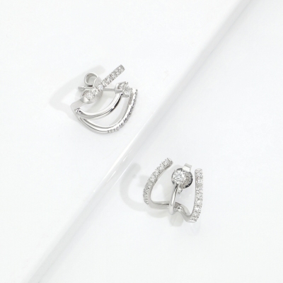 Half curve white gold 18k diamond earrings