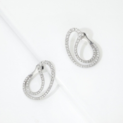 Double drop 18k white gold diamond earrings