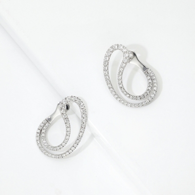 Double drop 18k white gold diamond earrings