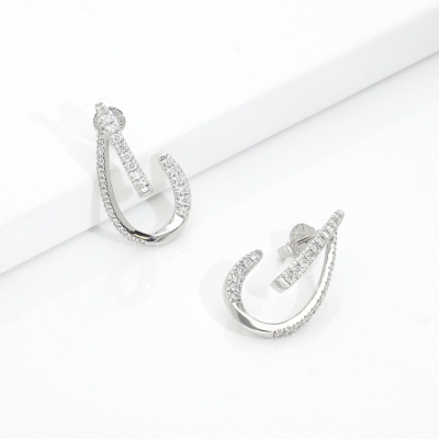 Open teardrop earrings in 18k white gold with diamonds