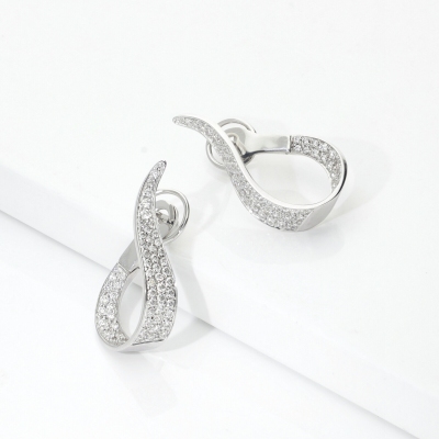 Sinous drop shaped earrings in white gold 18k with diamonds