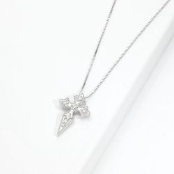 18k white gold necklace with diamonds cross pendant