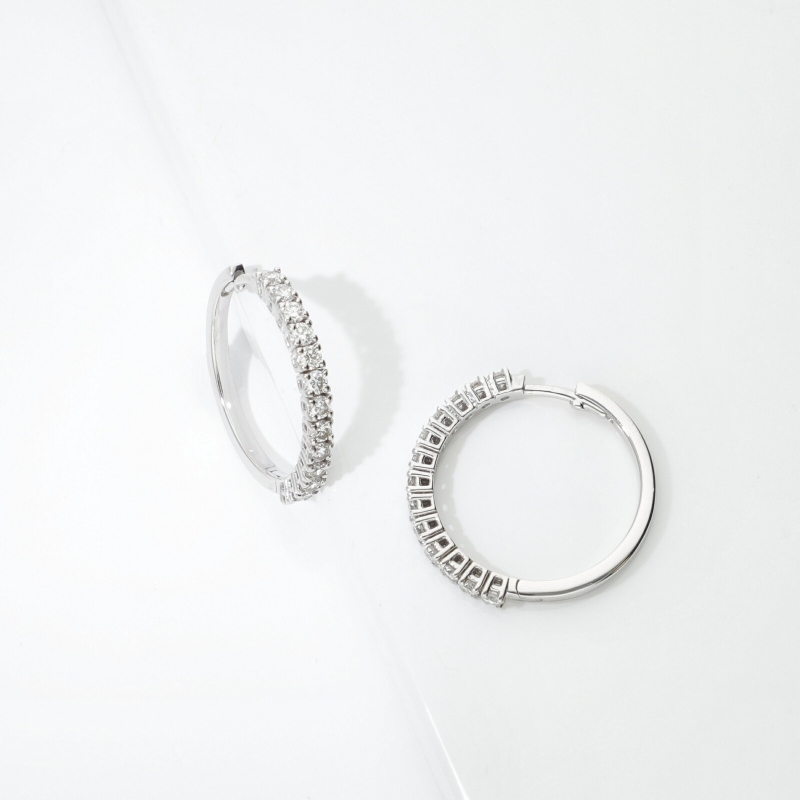 750 white gold hoop diamond earrings