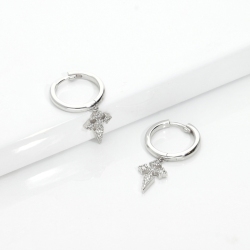 18k white gold earrings with diamonds cross pendant