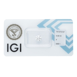 IGI Certified Diamond   CT 0,90  F  VVS 1