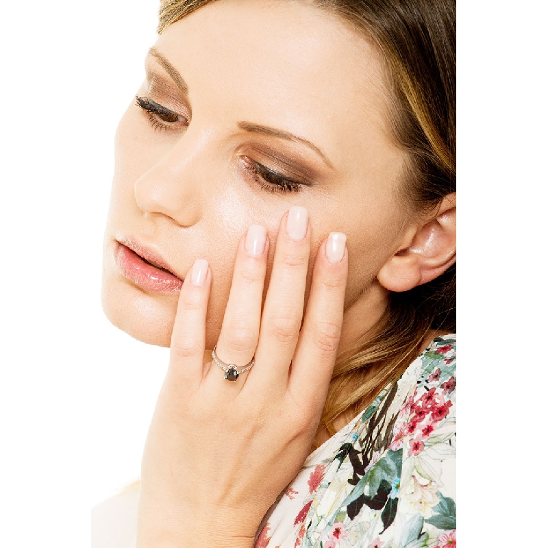 Solitaire ring in 18k white gold with black diamond Solitaire ring in 18k white gold with black diamond