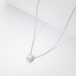 Necklace with diamond emerald cut 0.70ct GIA in white gold 18k