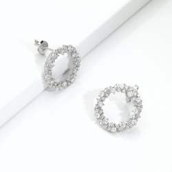 18k white gold hoop design diamond earrings