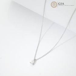 Necklace with diamond pear cut 0.30ct GIA in white gold 18k