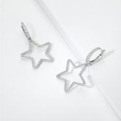 750 white gold star pendant diamond earrings