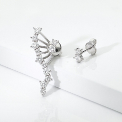 Asymmetrical designer earrings in 18k white gold with diamonds