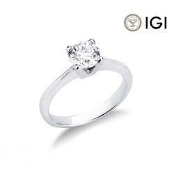4 claw solitaire ring white gold 18k, 1.00 ct