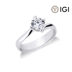 4 claw solitaire diamond ring 0,90 ct white gold 18k