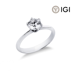 6 claw solitair ring with a 0,90 ct diamond 