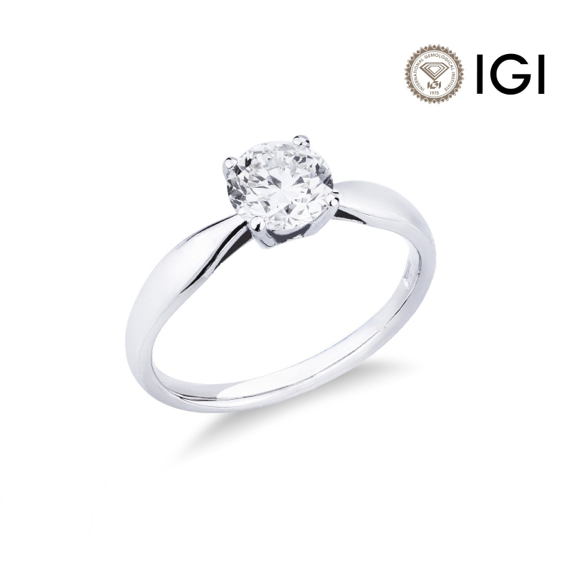 4 claw solitaire ring white gold 18k with 1ct diamond 