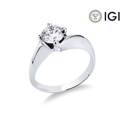 Solitaire Valentino Model in white gold 18k with a 0,90 ct diamond 