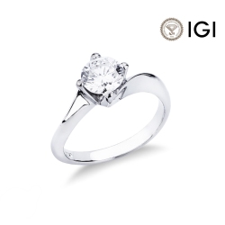 White gold 18k solitaire diamond ring Valentino model, 1.00 ct