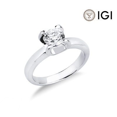 White gold 18k solitaire ring, 0.90 ct