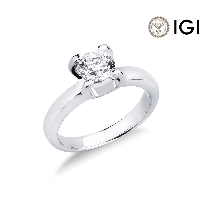 White gold 750 diamond solitaire ring, 1.00 ct