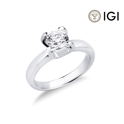 White gold 750 diamond solitaire ring, 1.00 ct
