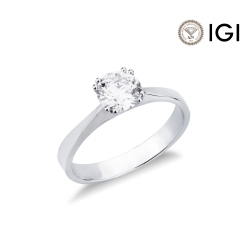 Solitaire ring in white gold 18k with diamond, 0,90 ct