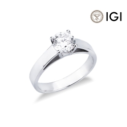 18k white gold solitaire ring with IGI diamond, 1.00 ct