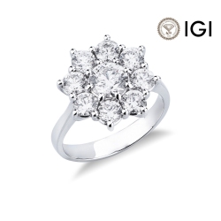 Flower diamond ring in white gold 18k with diamonds