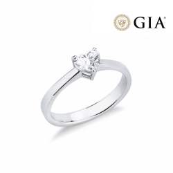Ring with diamond heart cut 0.50 ct GIA in white gold 18k