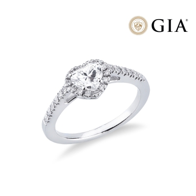 Solitaire ring with diamond heart cut 0.70ct GIA in white gold 18k