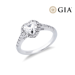 Solitaire Ring with diamond heart cut 1.00ct GIA in white gold 18k