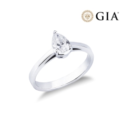 Ring with a diamond pear cut 0.50 ct GIA in 18k white gold
