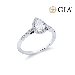 Ring with diamond pear cut 0.70 ct GIA in 18k white gold