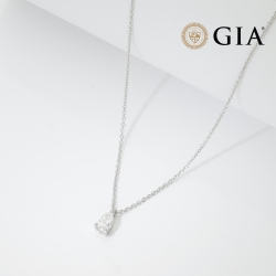 Necklace with diamond pear cut 0.50ct GIA in white gold 18k