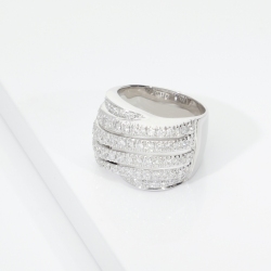 18k white gold pavè diamonds wide band ring