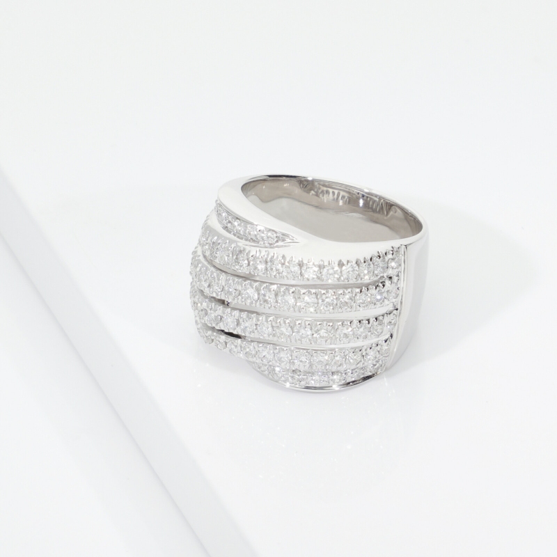 18k white gold pavè diamonds wide band ring
