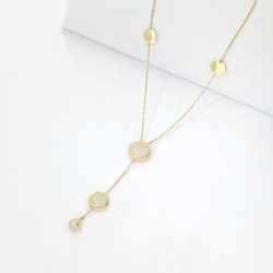 Necklace Y in yellow gold 18k with pavè diamonds