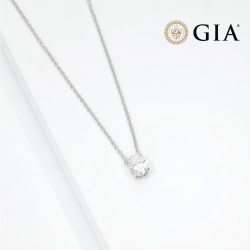 Necklace with diamond oval cut 0.70ct GIA in white gold 18k