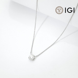 Diamond solitaire necklace in 18k white gold with IGI diamond, 1.00ct