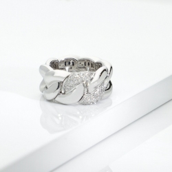 Iced out ring in white gold 18k with diamonds