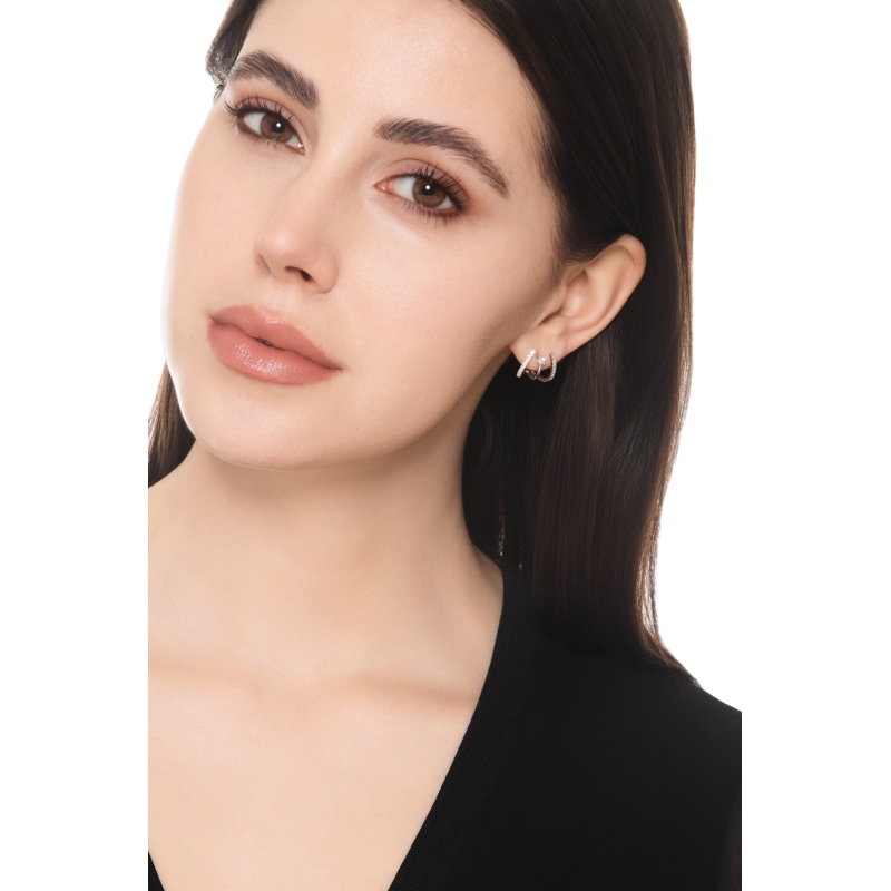 Half curve white gold 18k diamond earrings