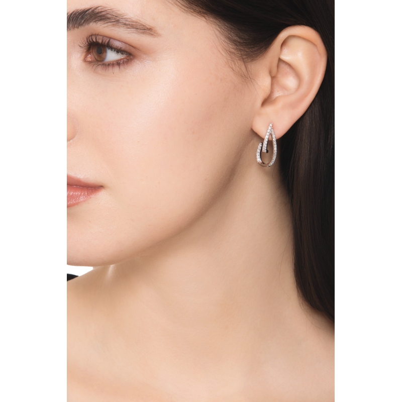 Open teardrop earrings in 18k white gold with diamonds