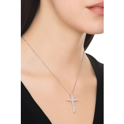 Cross diamond necklace in white gold 18k 2