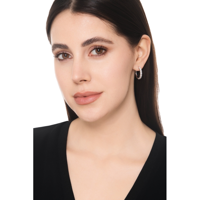 Diamond hoop earrings in white gold 750