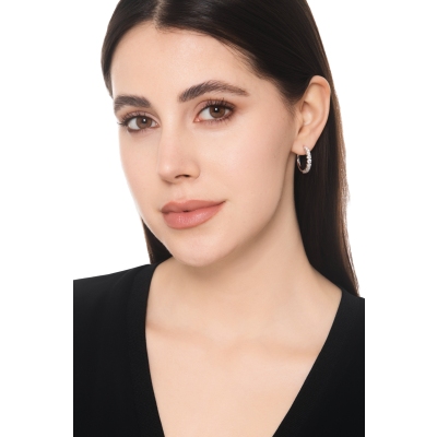Diamond hoop earrings in white gold 750